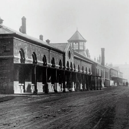 old black and white photo of richmond barracks