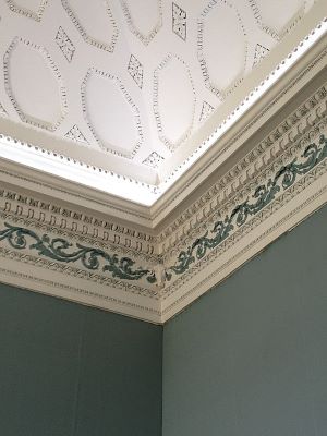 ornate cornice and ceiling inside the casino at marino