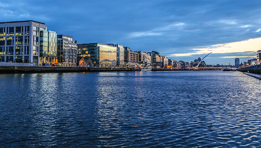 a view of the dublin docklands from the liffey
