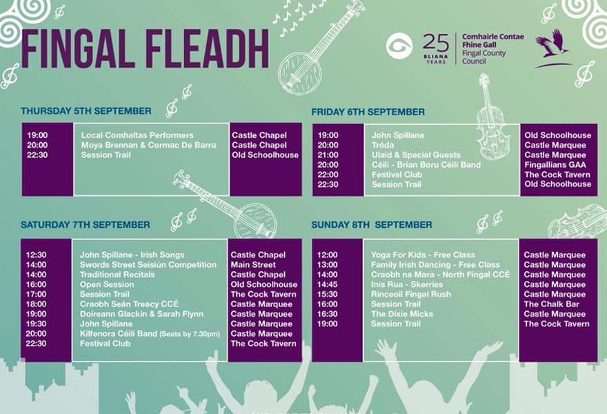Fingal Fleadh 2019 schedule.