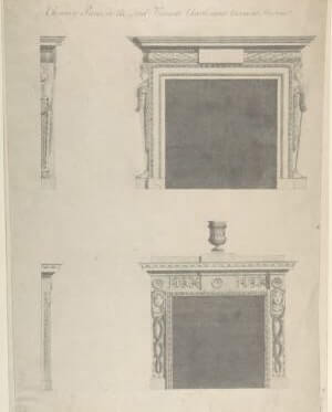 hand drawn chimney piece designs from 1758